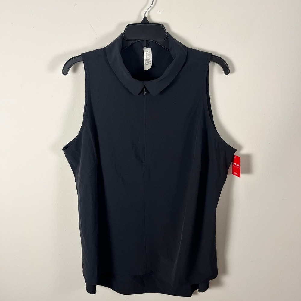NEW Spanx Sunshine Sleeveless Top Women 1X Black UPF 50+ Active Golf Tennis